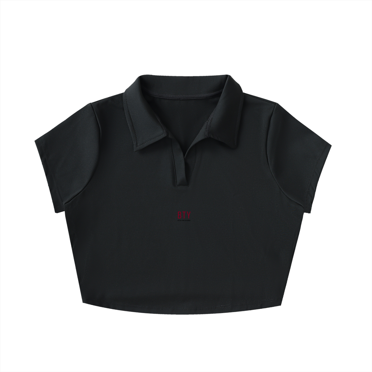 Crop Polo Col V — Signature Rouge