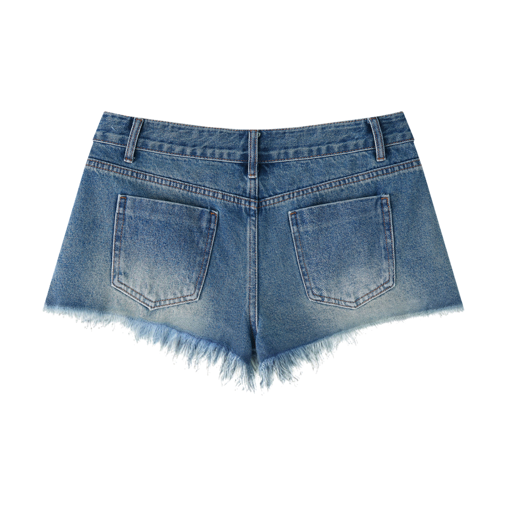 Short en Jean Bords Francs Délavé