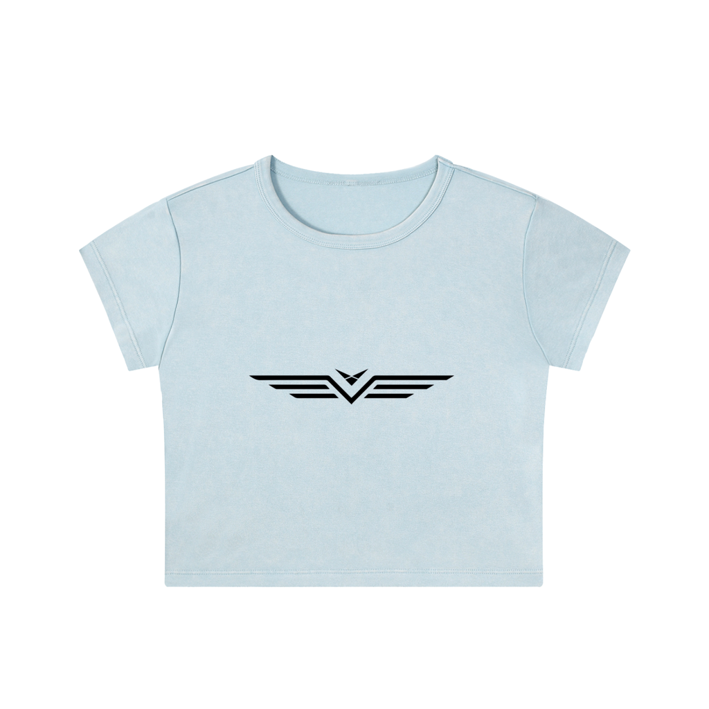Crop Tee Délavé Neige — Glyphe Noir