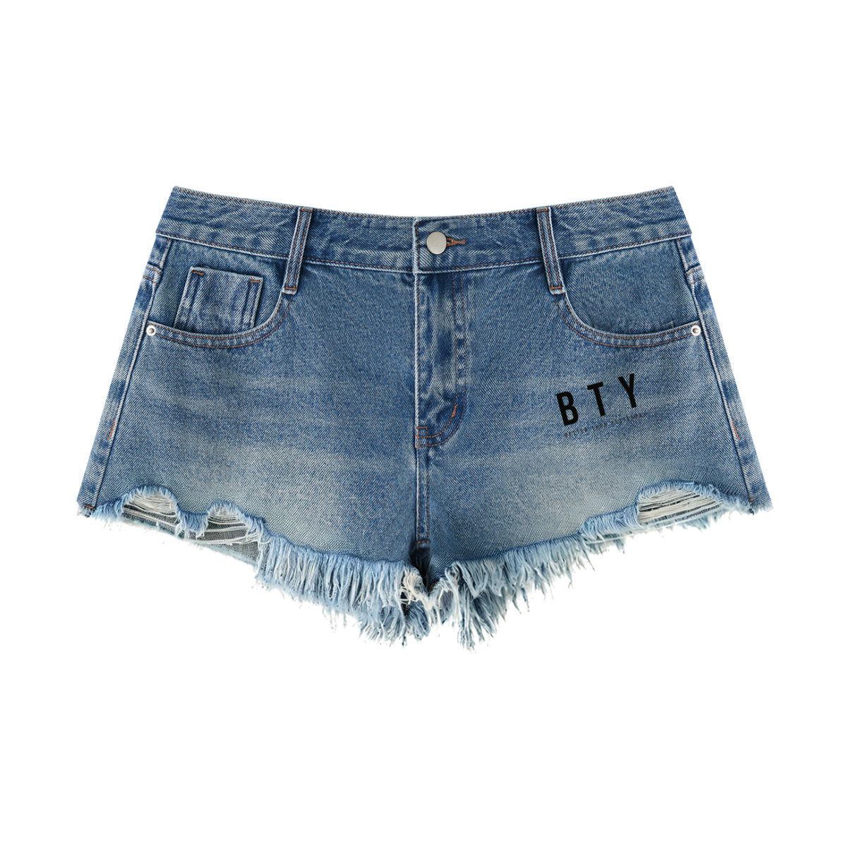 Short en Jean Bords Francs Délavé