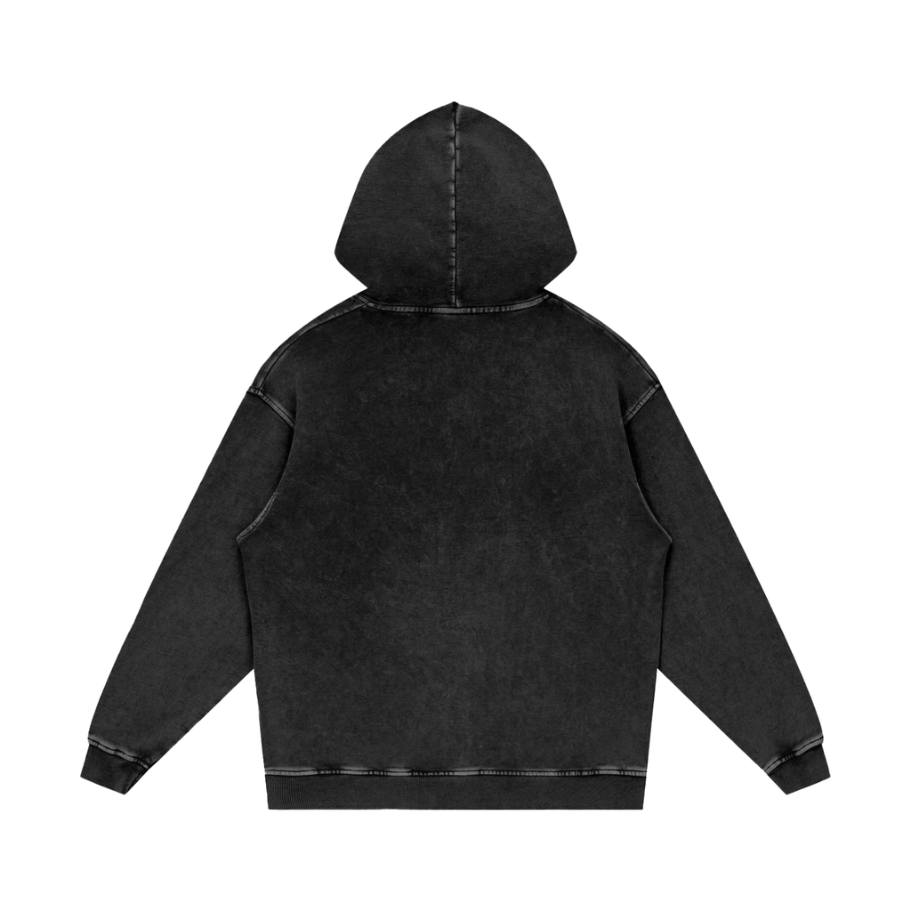Hoodie Coton Délavé Neige — Noir