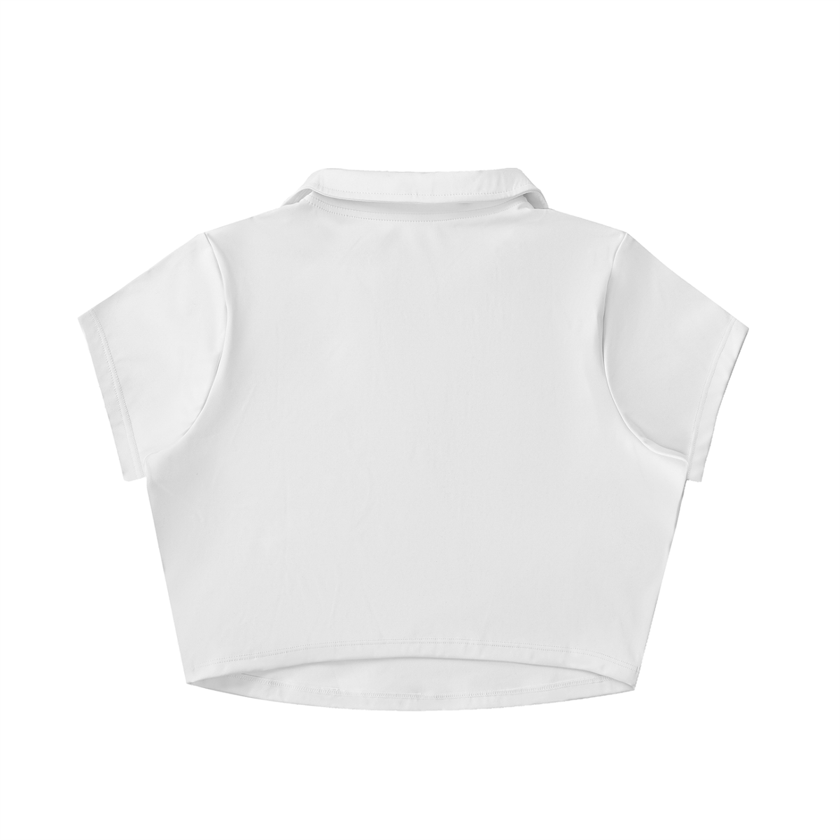 Crop Polo Col V — Glyphe Blanc