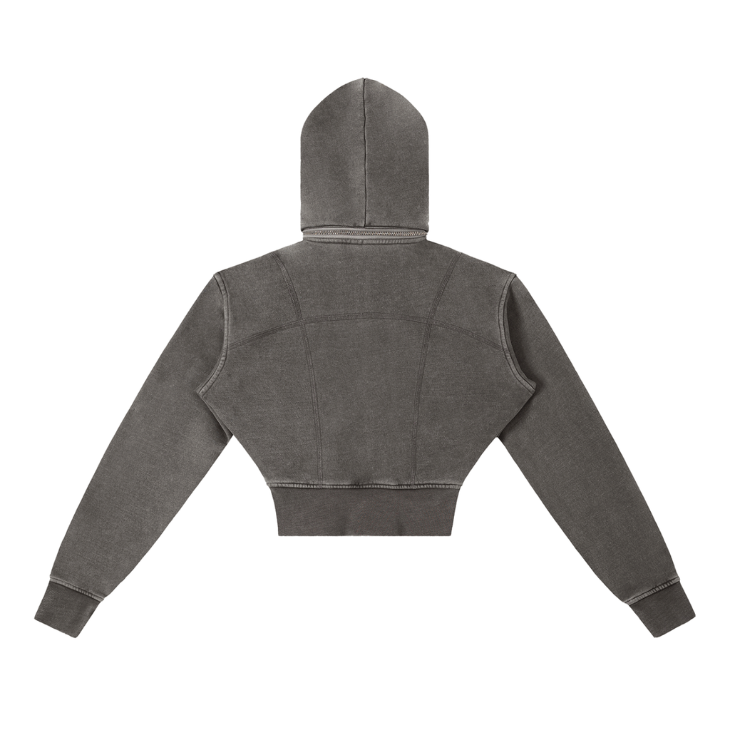 Hoodie Crop Molleton Délavé Vintage