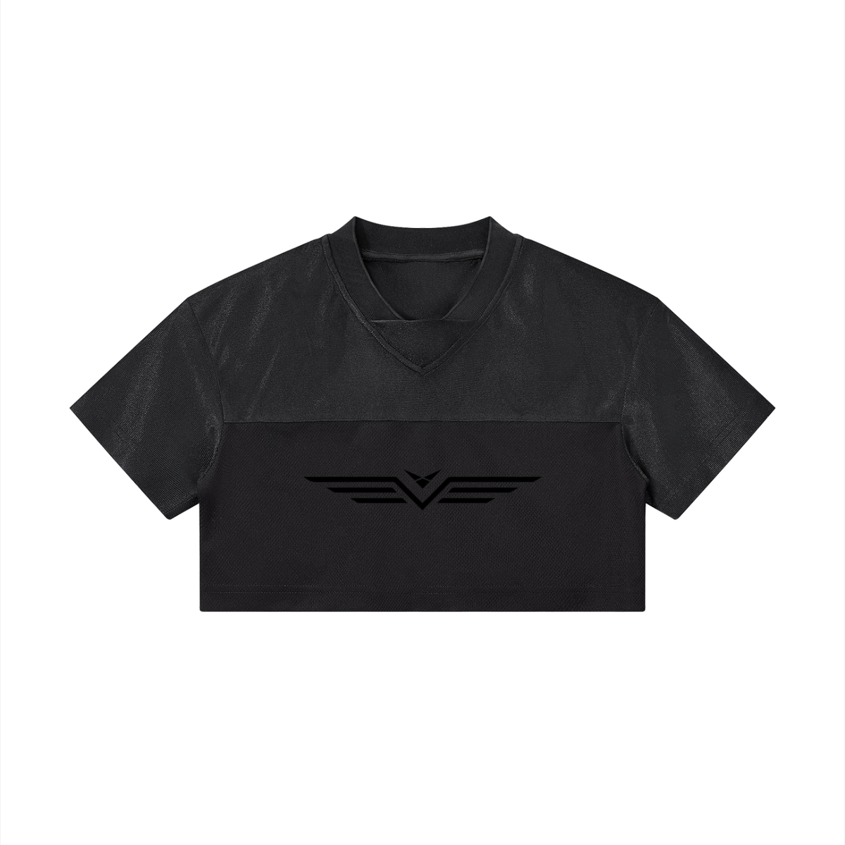 Crop Jersey Col V Ajouré