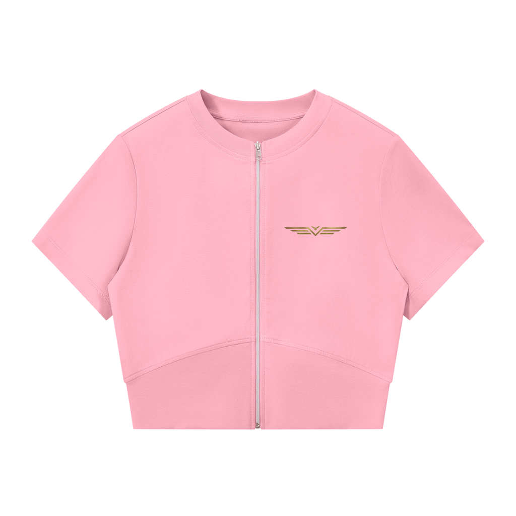 Crop Tee Zippé Découpes