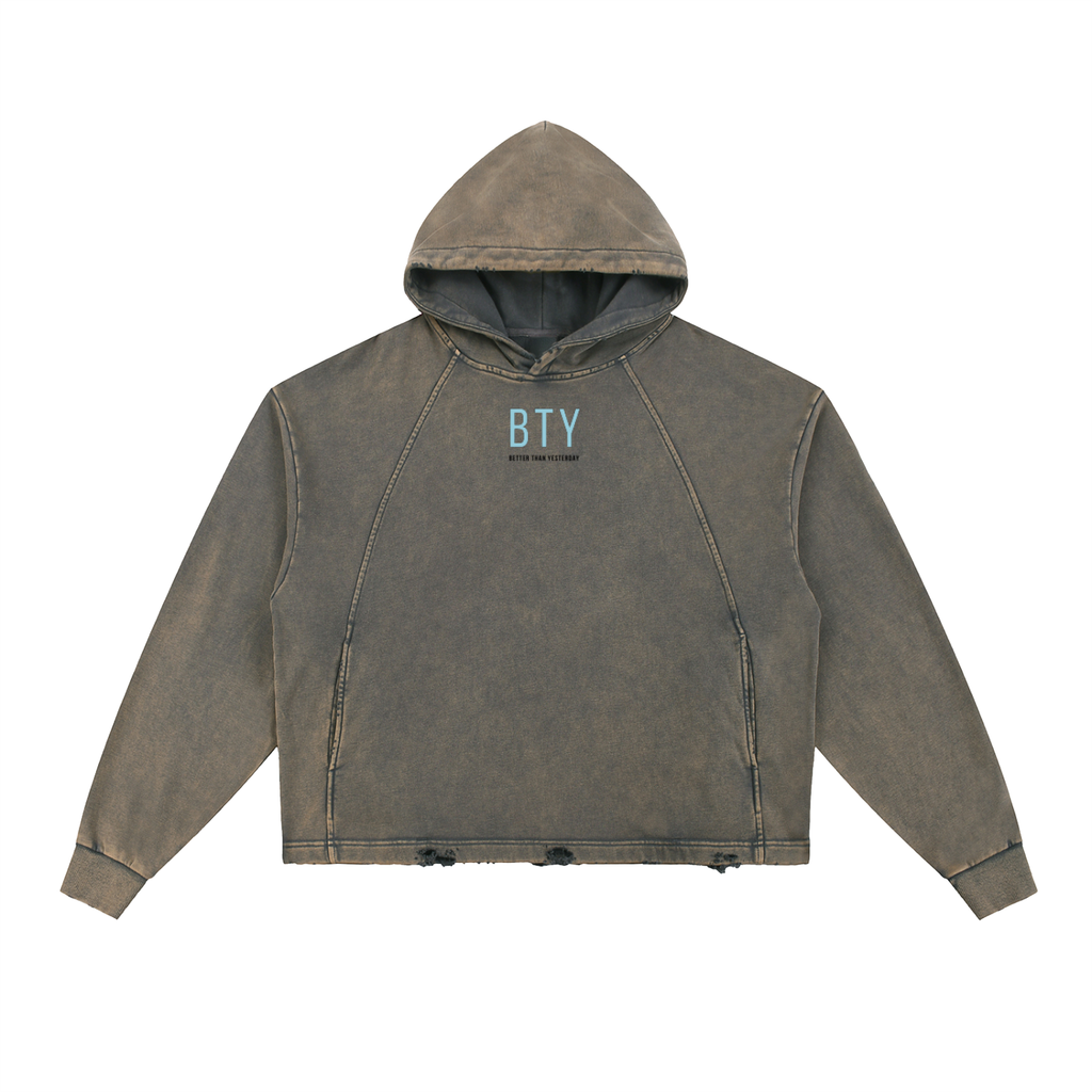 Hoodie Délavé Bords Francs — Signature