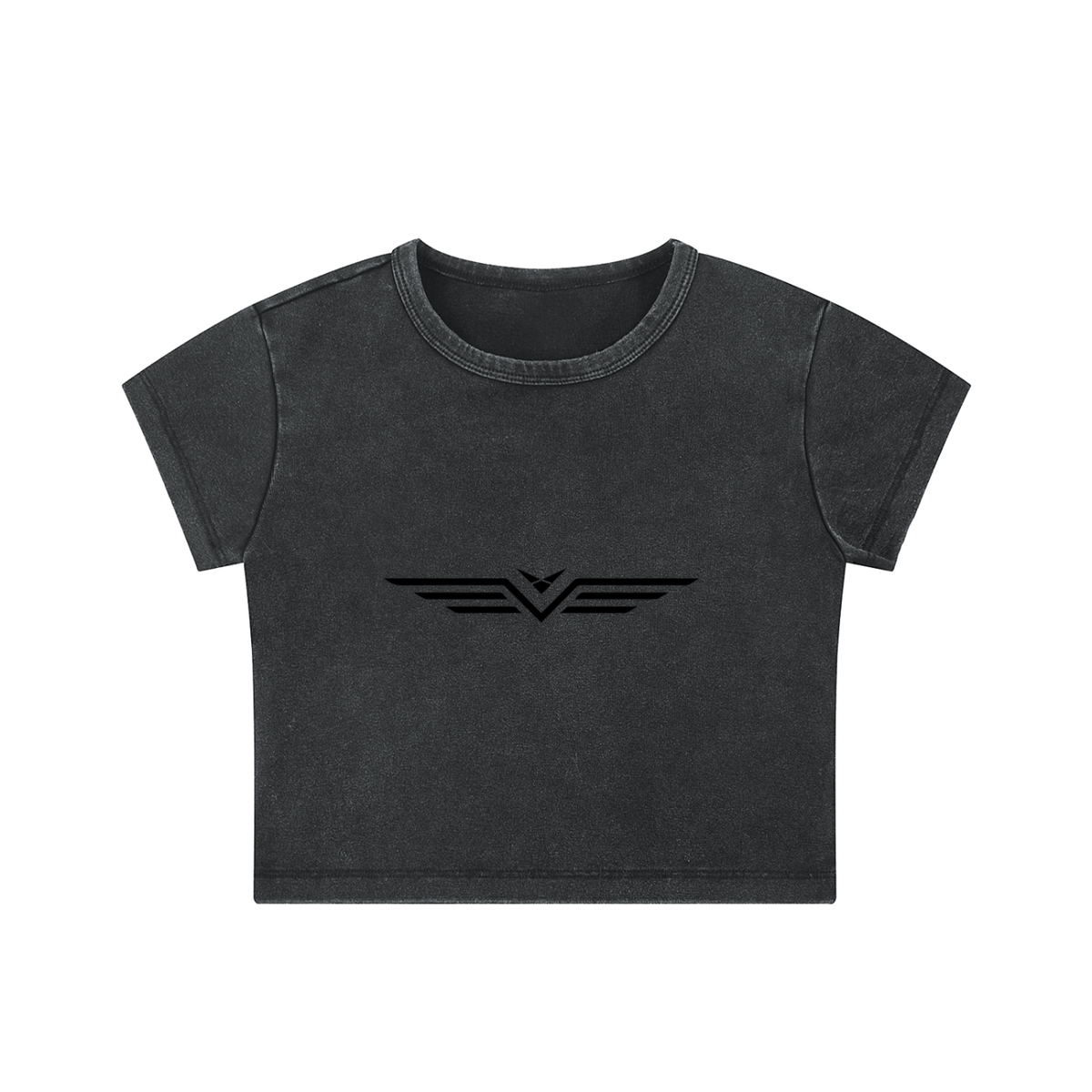 Crop Tee Délavé Neige — Glyphe Noir