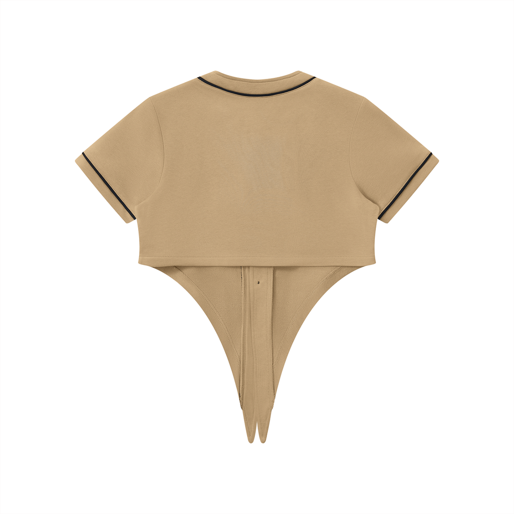 Crop Jersey Baseball Passepoilé