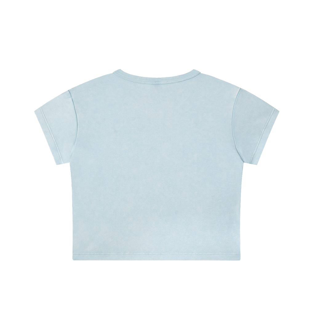 Crop Tee Délavé Neige — Glyphe Noir