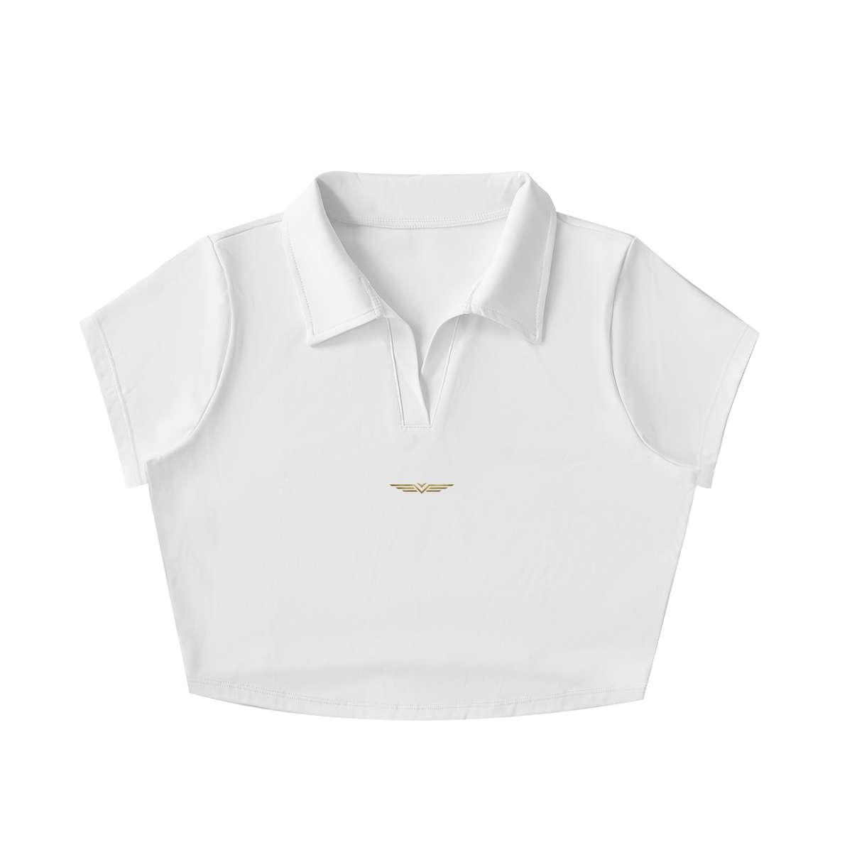 Crop Polo Col V — Glyphe Or