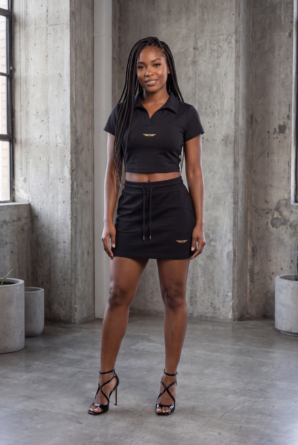 Crop Polo Col V — Glyphe Or