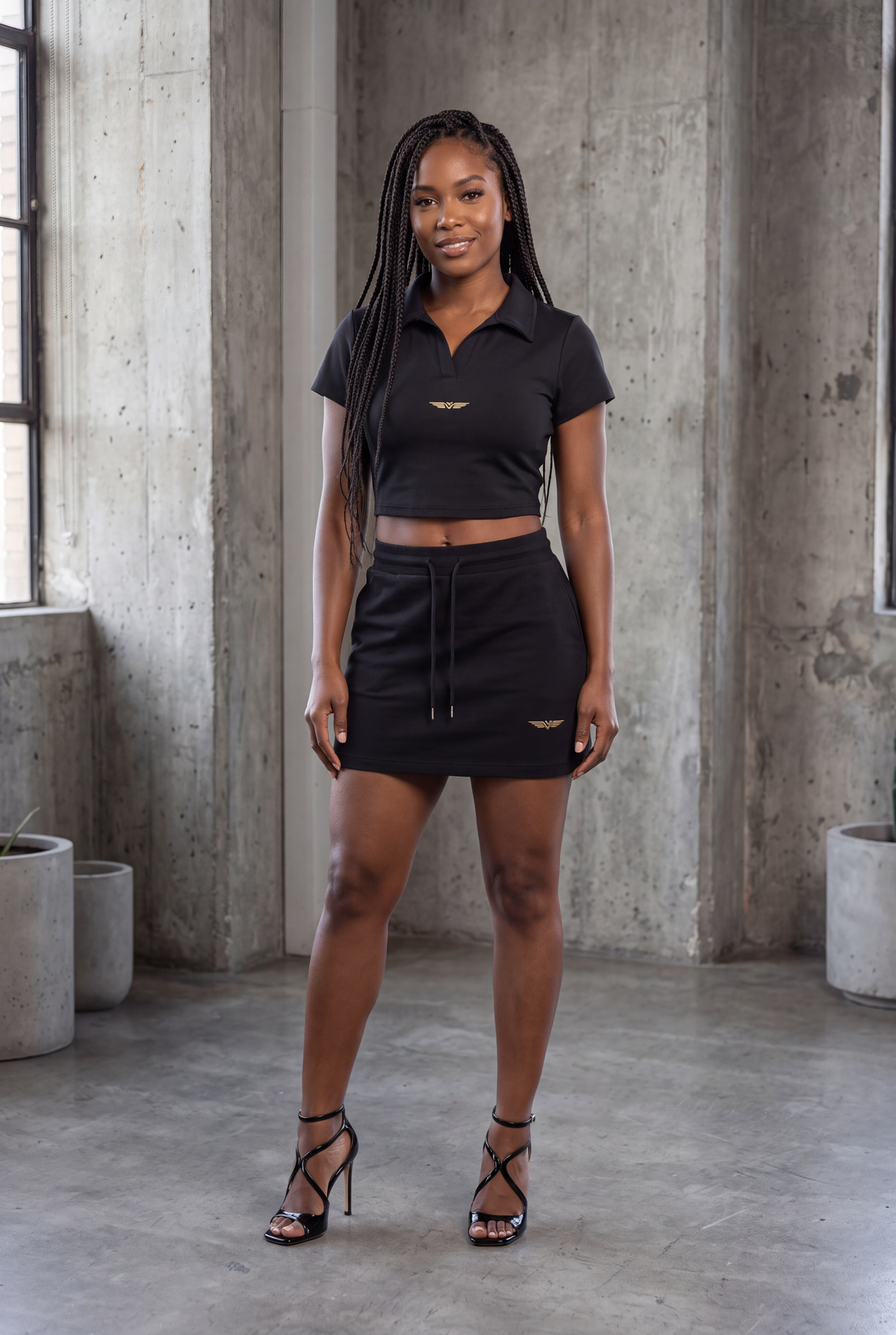 Crop Polo Col V — Glyphe Or