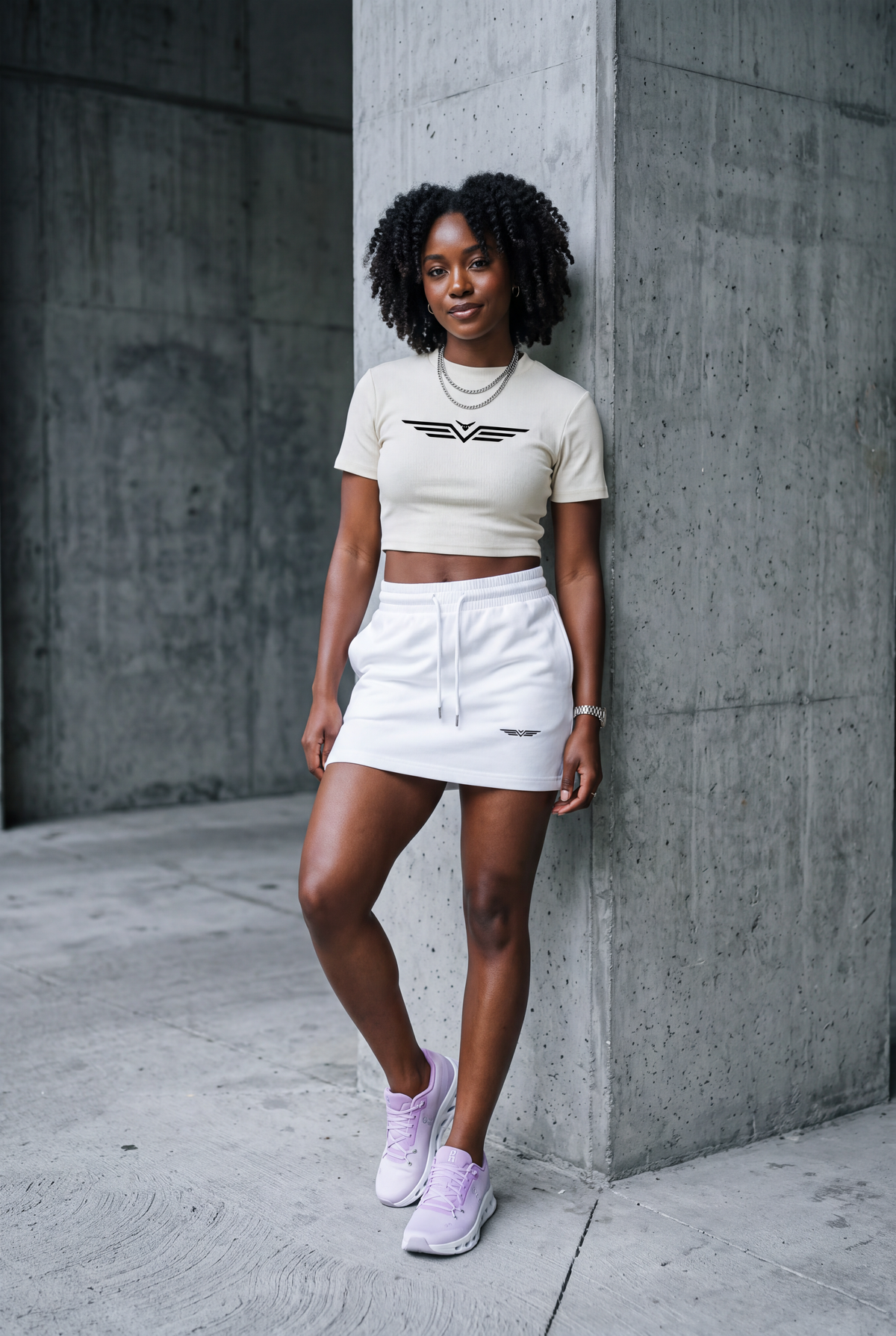 Crop Tee Délavé Neige — Glyphe Noir