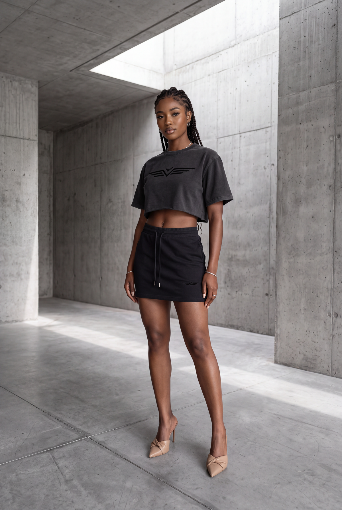 Crop Tee Bords Francs Délavé Neige
