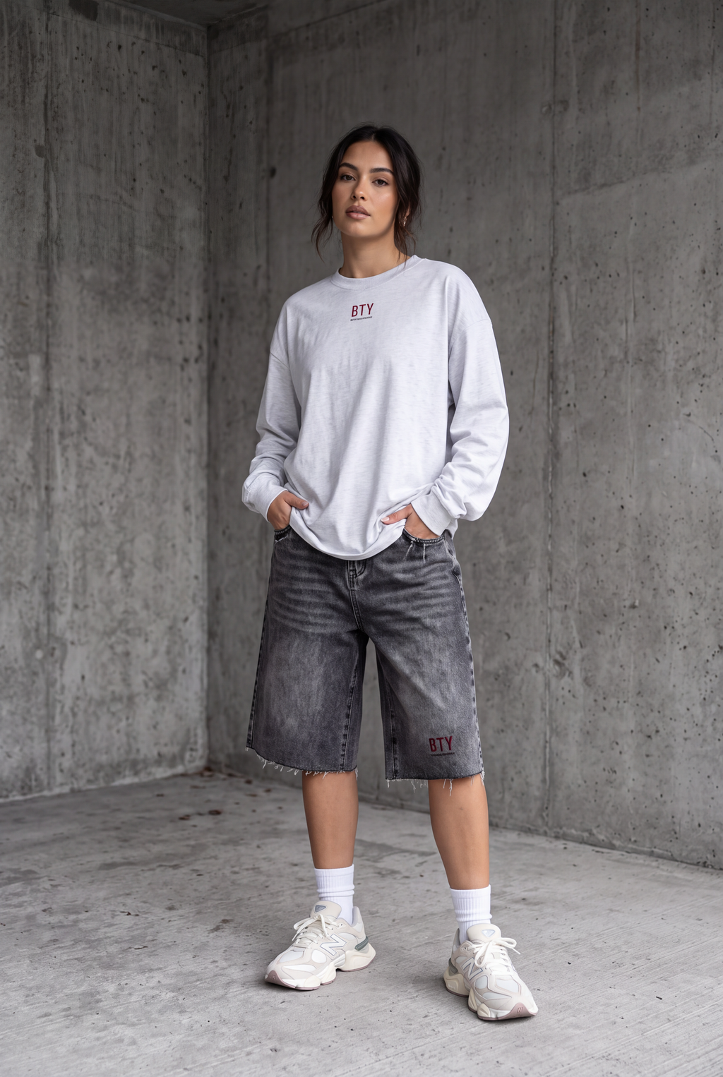 Short en Jean Wide Leg Délavé porté — short BTY Concept