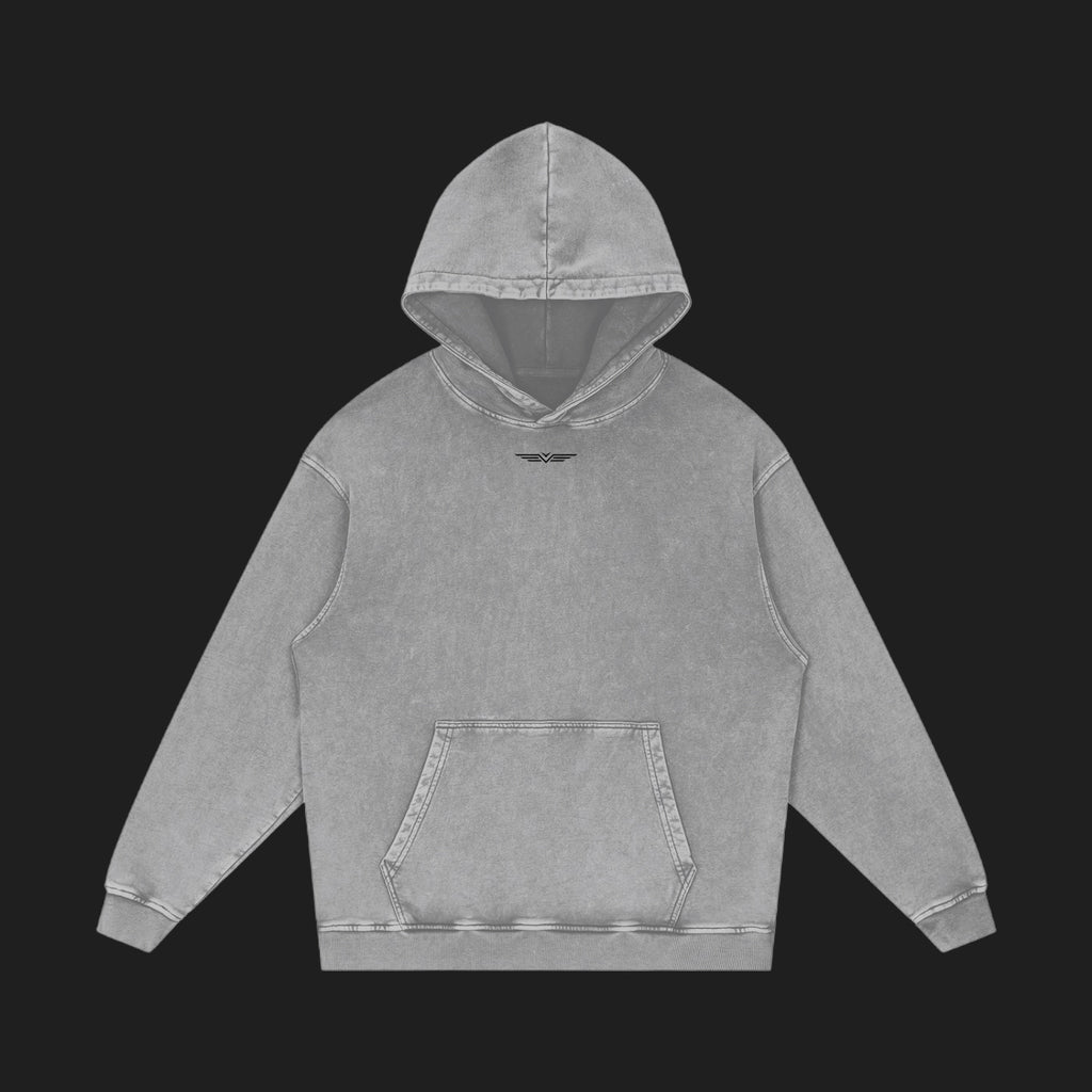 GARDE — Hoodie Délavé Light Gray BTY sur fond carbone