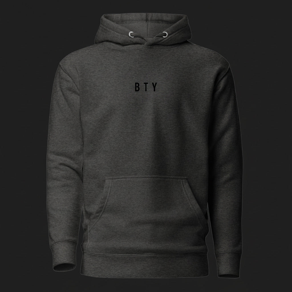 SILENCE — Hoodie Premium BTY sur fond carbone