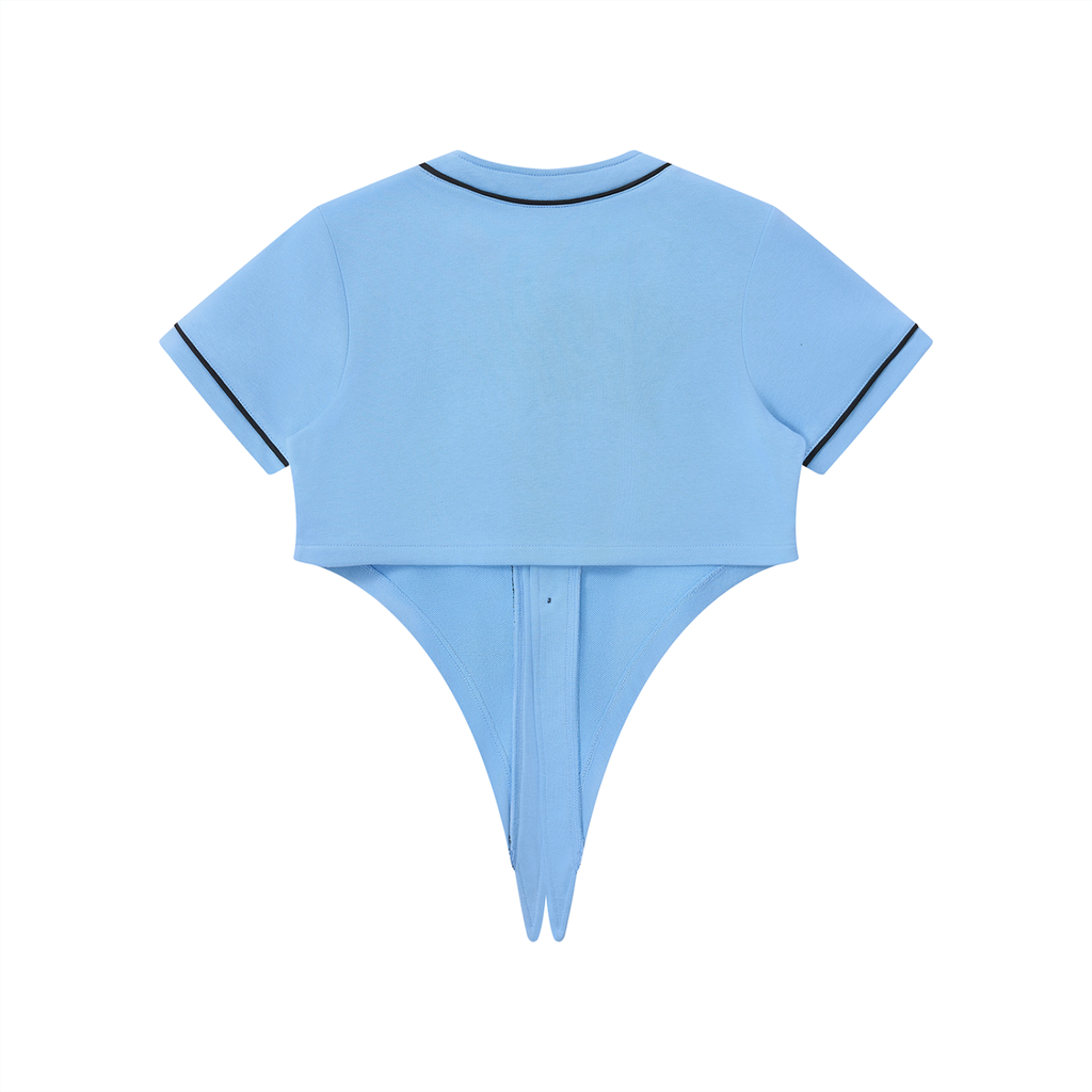 Crop Jersey Baseball Passepoilé