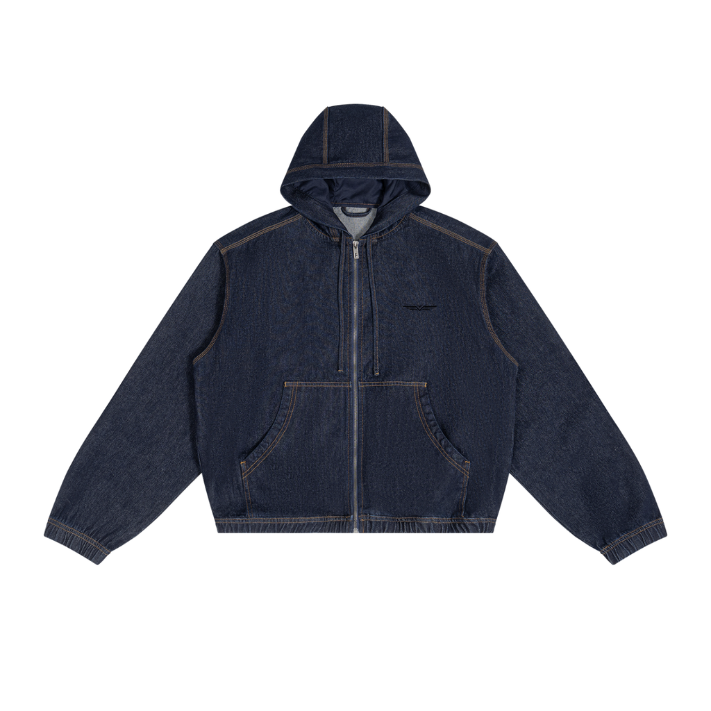 Veste en Jean à Capuche — Glyphe Noir