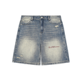 Short en Jean Baggy Délavé Usé