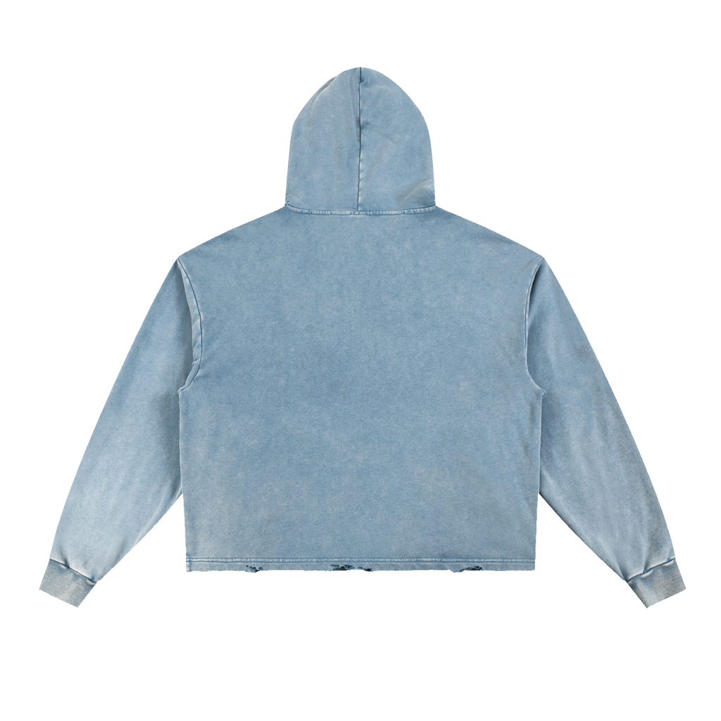 Hoodie Délavé Bords Francs — Signature