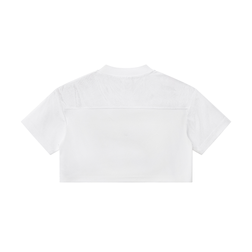 Crop Jersey Col V Ajouré