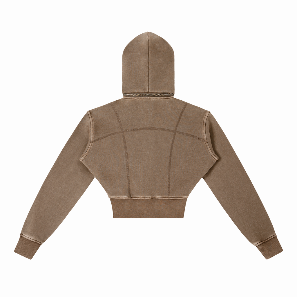 Hoodie Crop Molleton Délavé Vintage