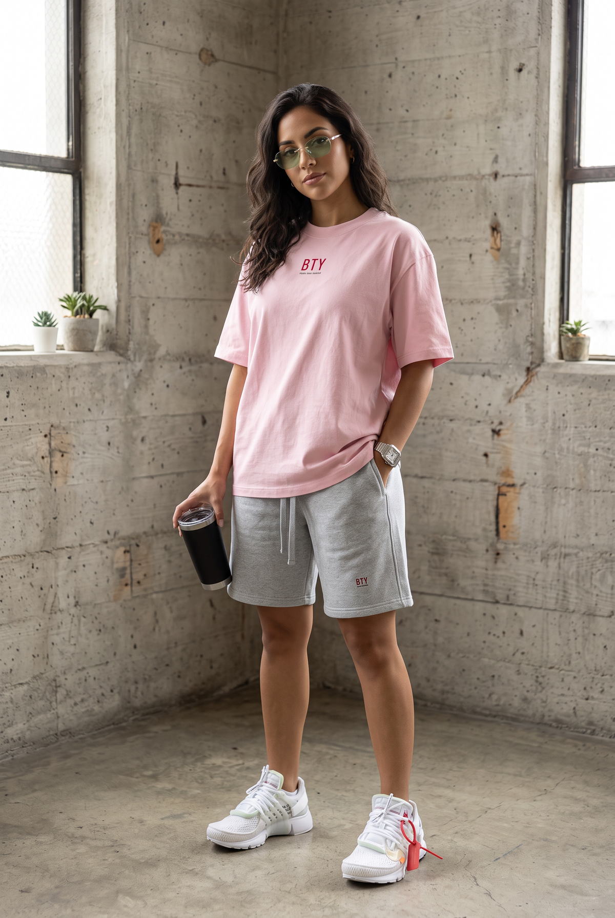 Short Molleton Épais Signature Rouge porté — short BTY Concept