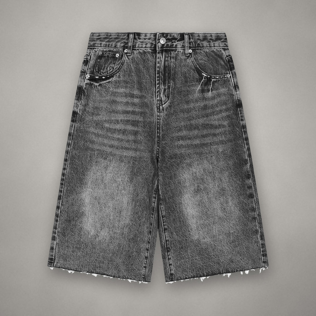 Short en Jean Wide Leg Délavé Noir — short BTY Concept, streetwear athlétique