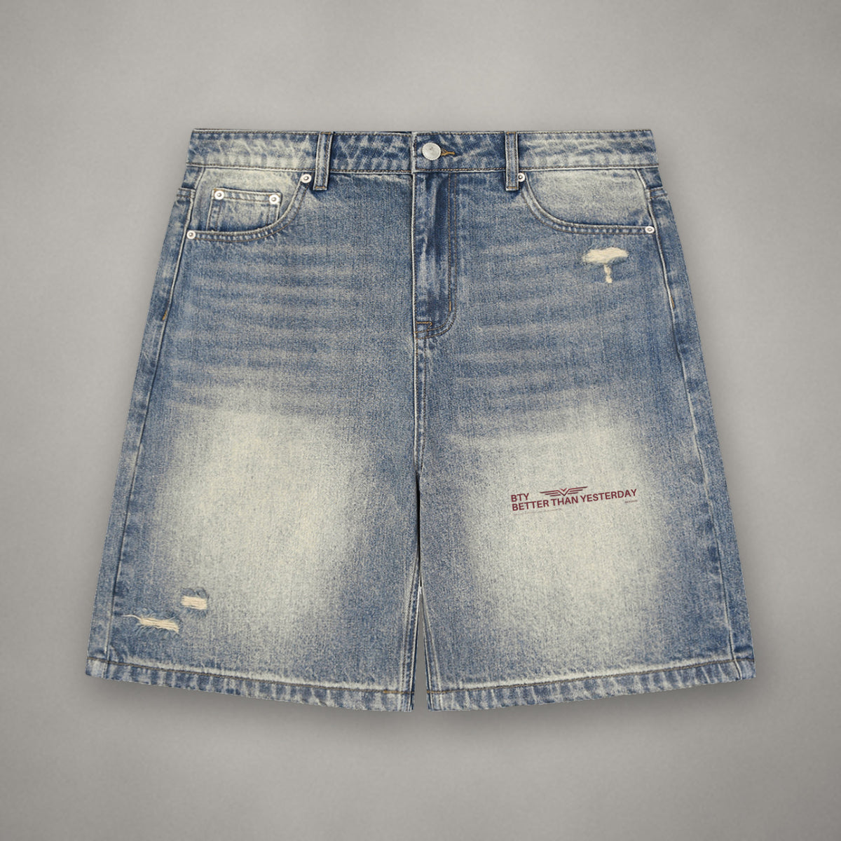 Short en Jean Baggy Délavé Usé — short BTY Concept, streetwear athlétique
