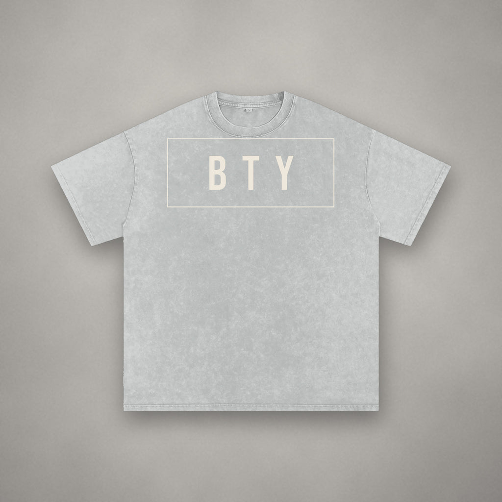 Tee Oversize Délavé Neige Cadre — tee-shirt BTY Concept, streetwear athlétique