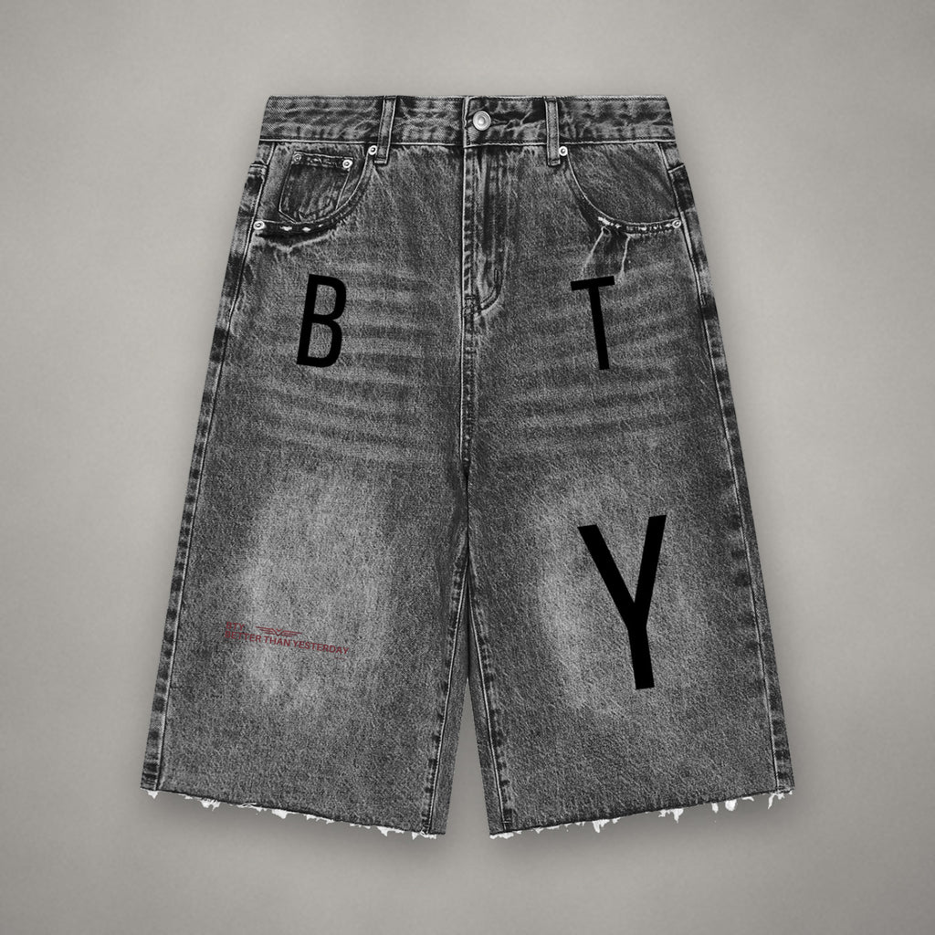 Short en Jean Wide Leg Délavé Étendard — short BTY Concept, streetwear athlétique