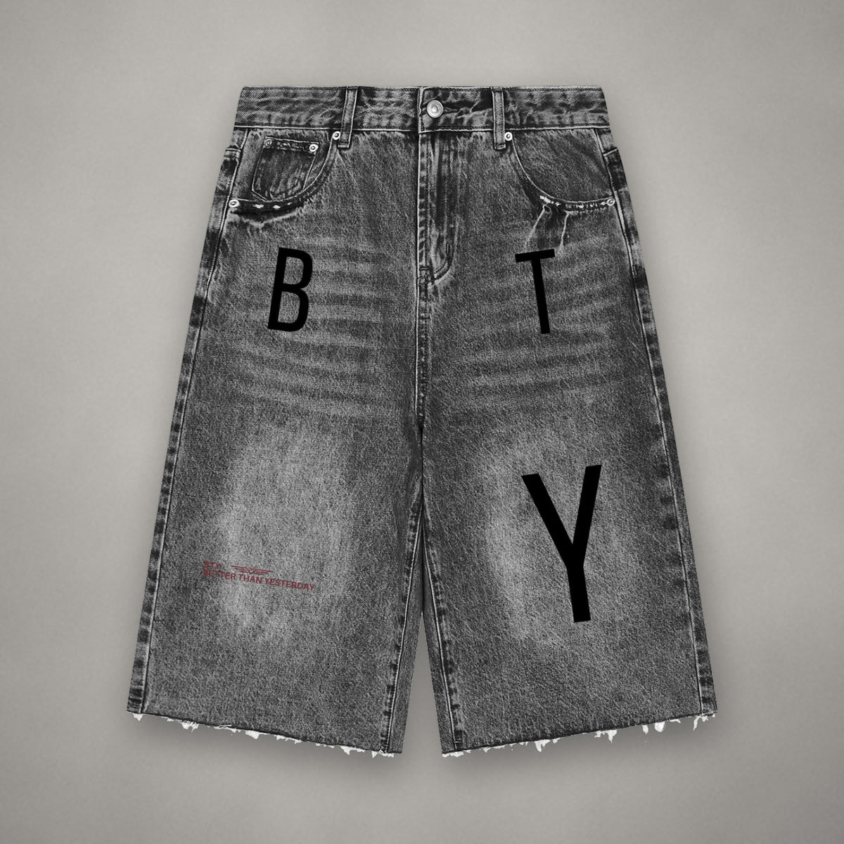Short en Jean Wide Leg Délavé Étendard — short BTY Concept, streetwear athlétique