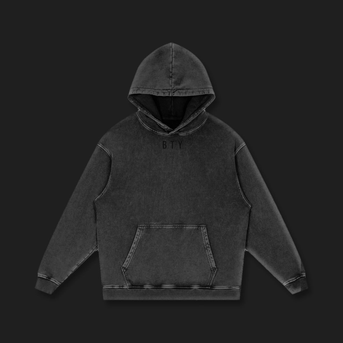 Hoodie Ample Délavé Neige — Manifeste, BTY Concept — 100 % coton, 420 g/m², délavage neige