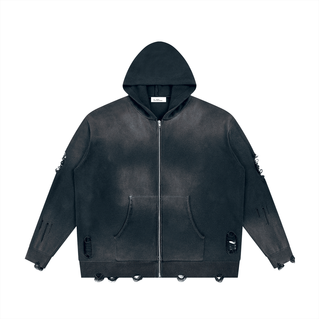 Hoodie Zippé Maille Destroy — Étendard
