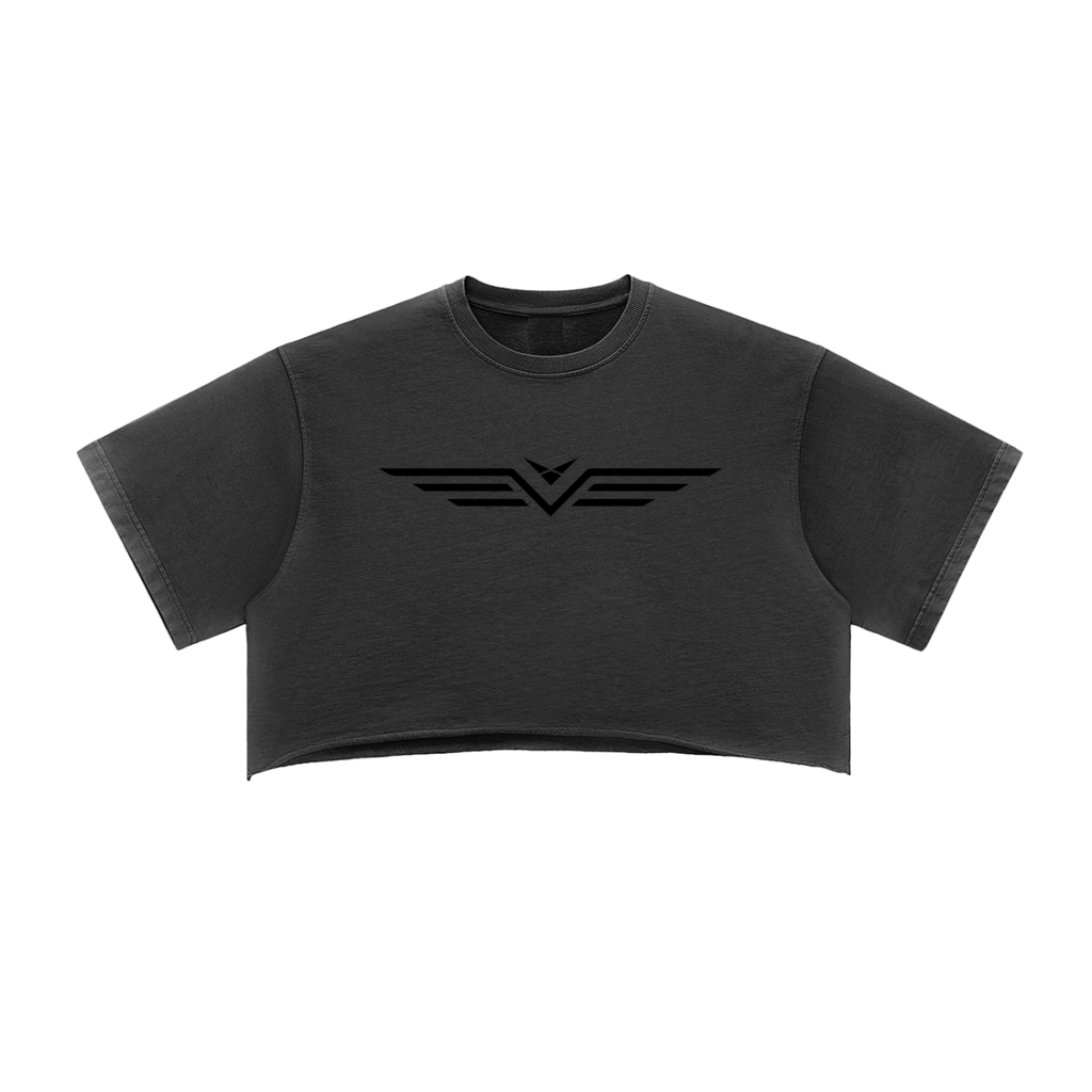 Crop Tee Bords Francs Délavé Neige