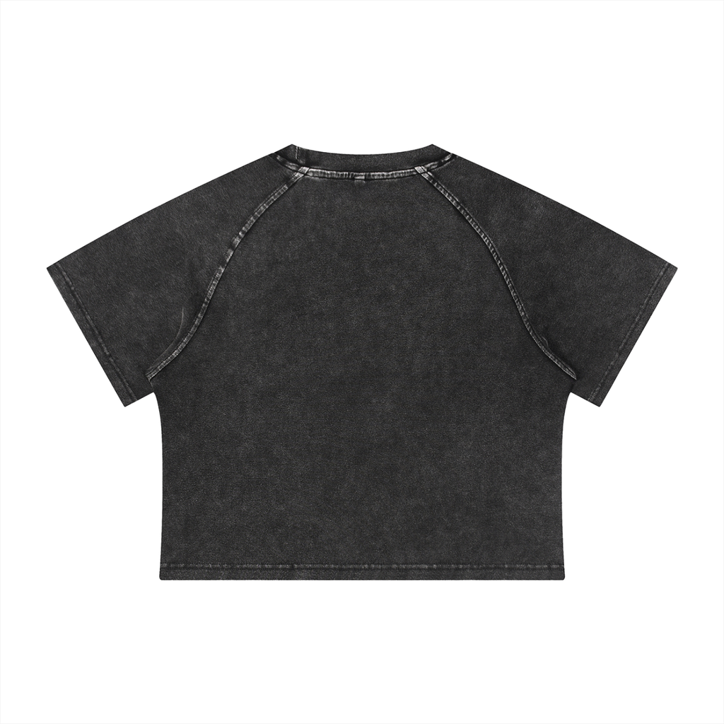 Crop Tee Raglan Délavé Minéral