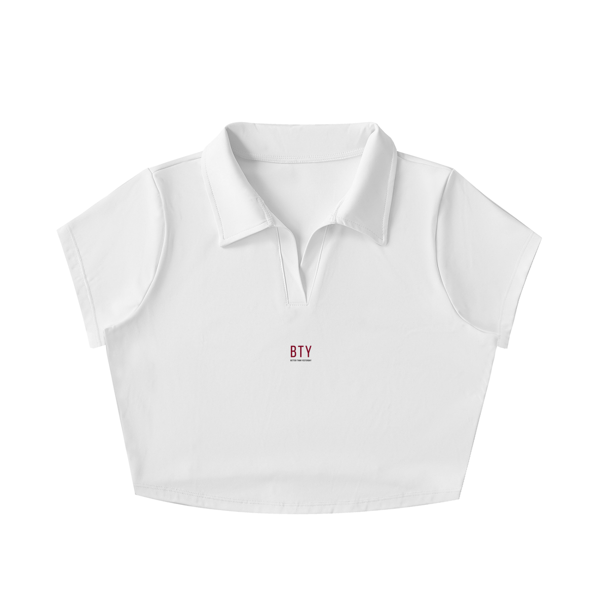 Crop Polo Col V — Signature Rouge