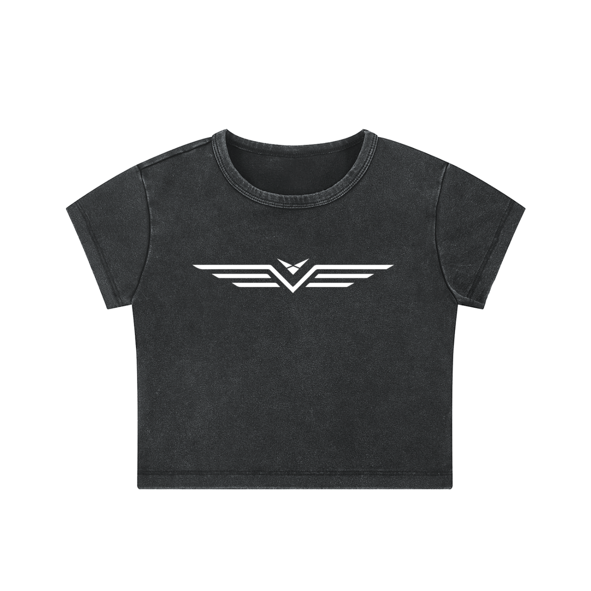 Crop Tee Délavé Neige — Glyphe Blanc