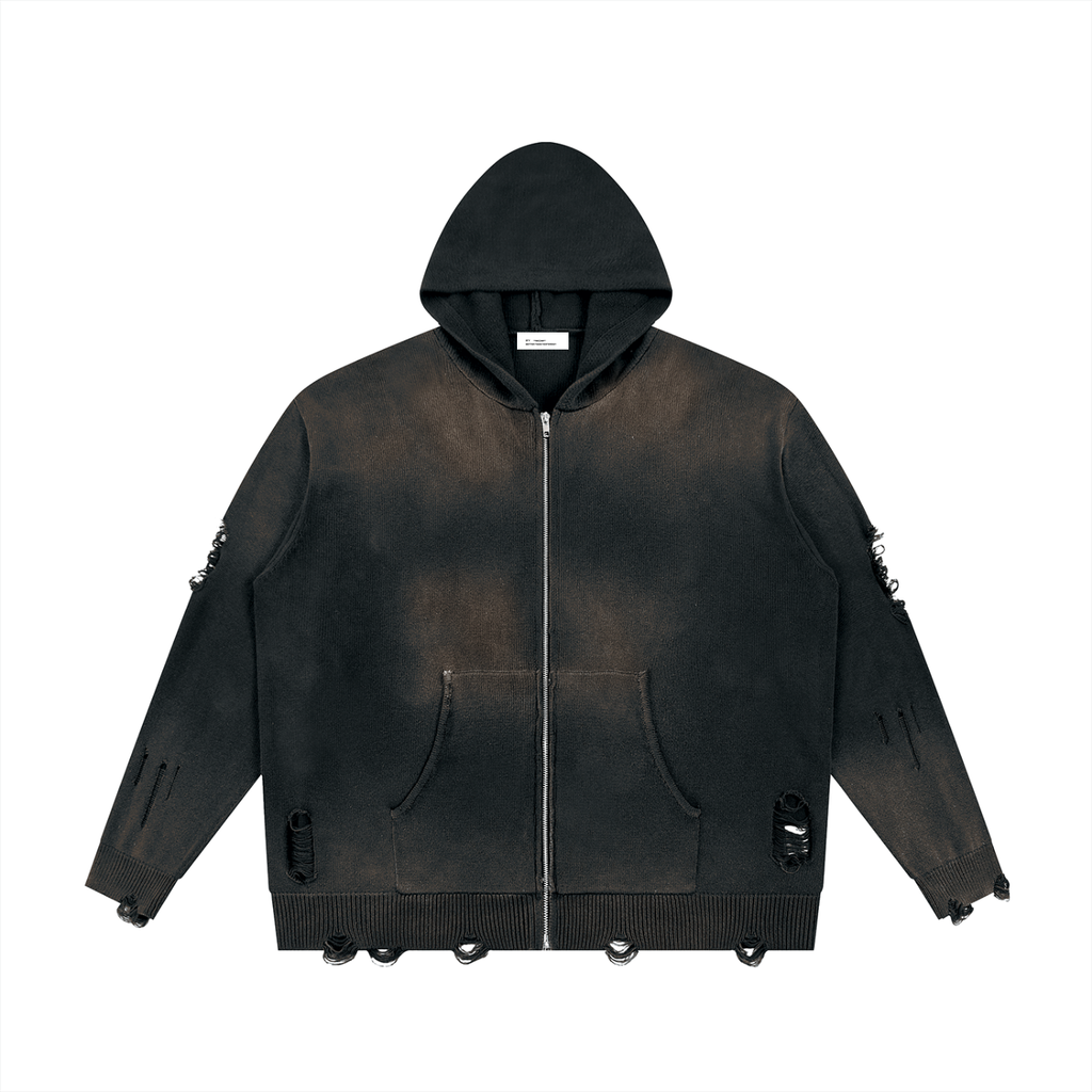 Hoodie Zippé Maille Destroy — Étendard
