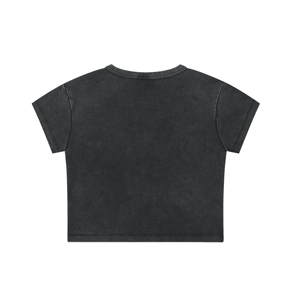 Crop Tee Délavé Neige — Glyphe Blanc