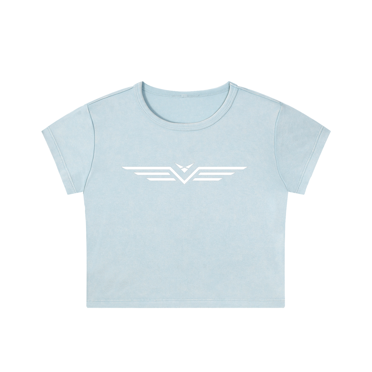 Crop Tee Délavé Neige — Glyphe Blanc
