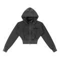 Hoodie Crop Molleton Délavé Vintage