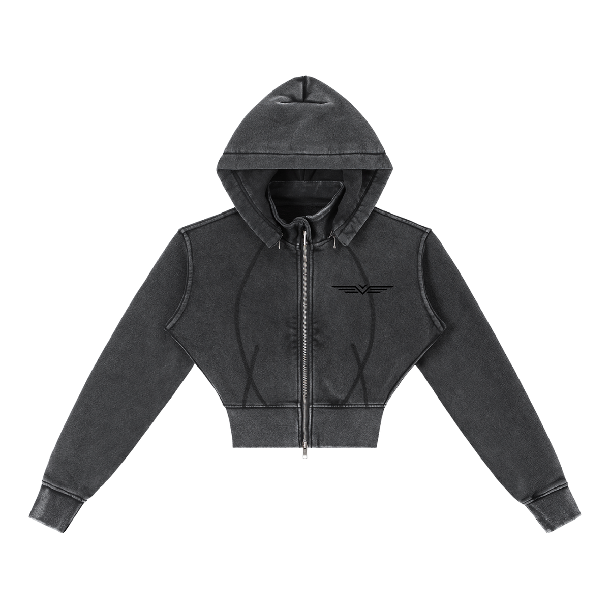 Hoodie Crop Molleton Délavé Vintage
