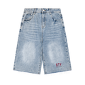 Short en Jean Wide Leg Délavé — Signature Rouge
