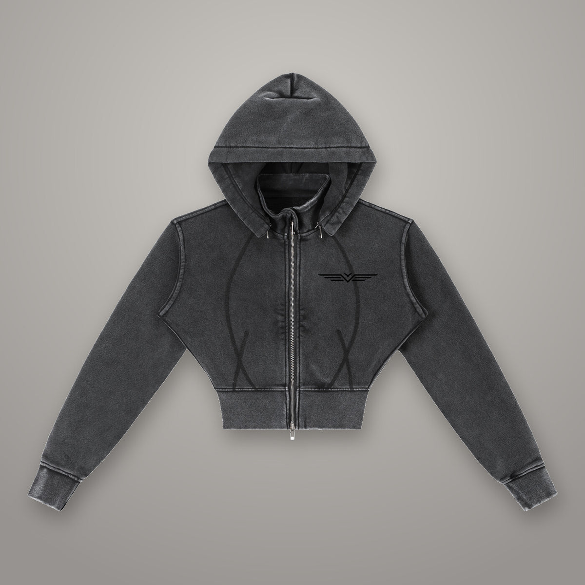 Hoodie Crop Molleton Délavé Vintage — hoodie BTY Concept, streetwear athlétique
