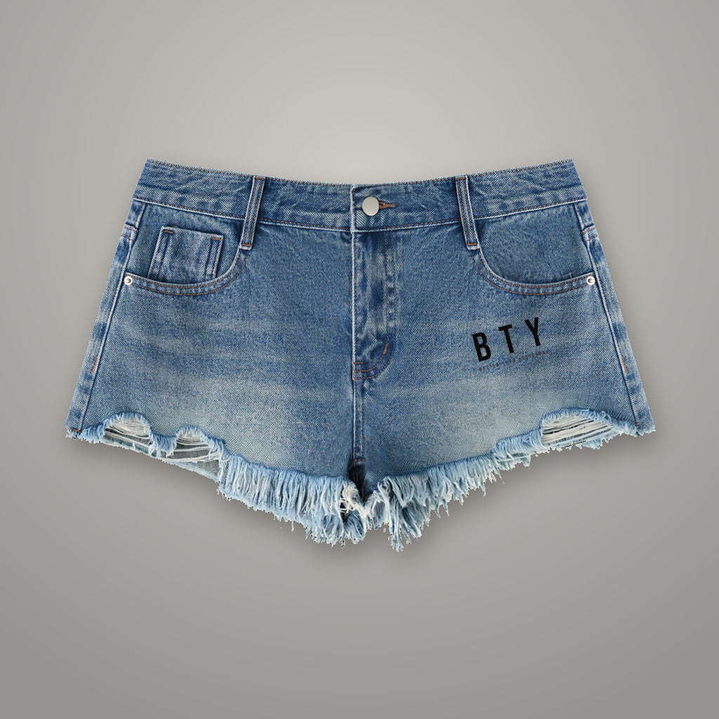Short en Jean Bords Francs Délavé — short BTY Concept, streetwear athlétique