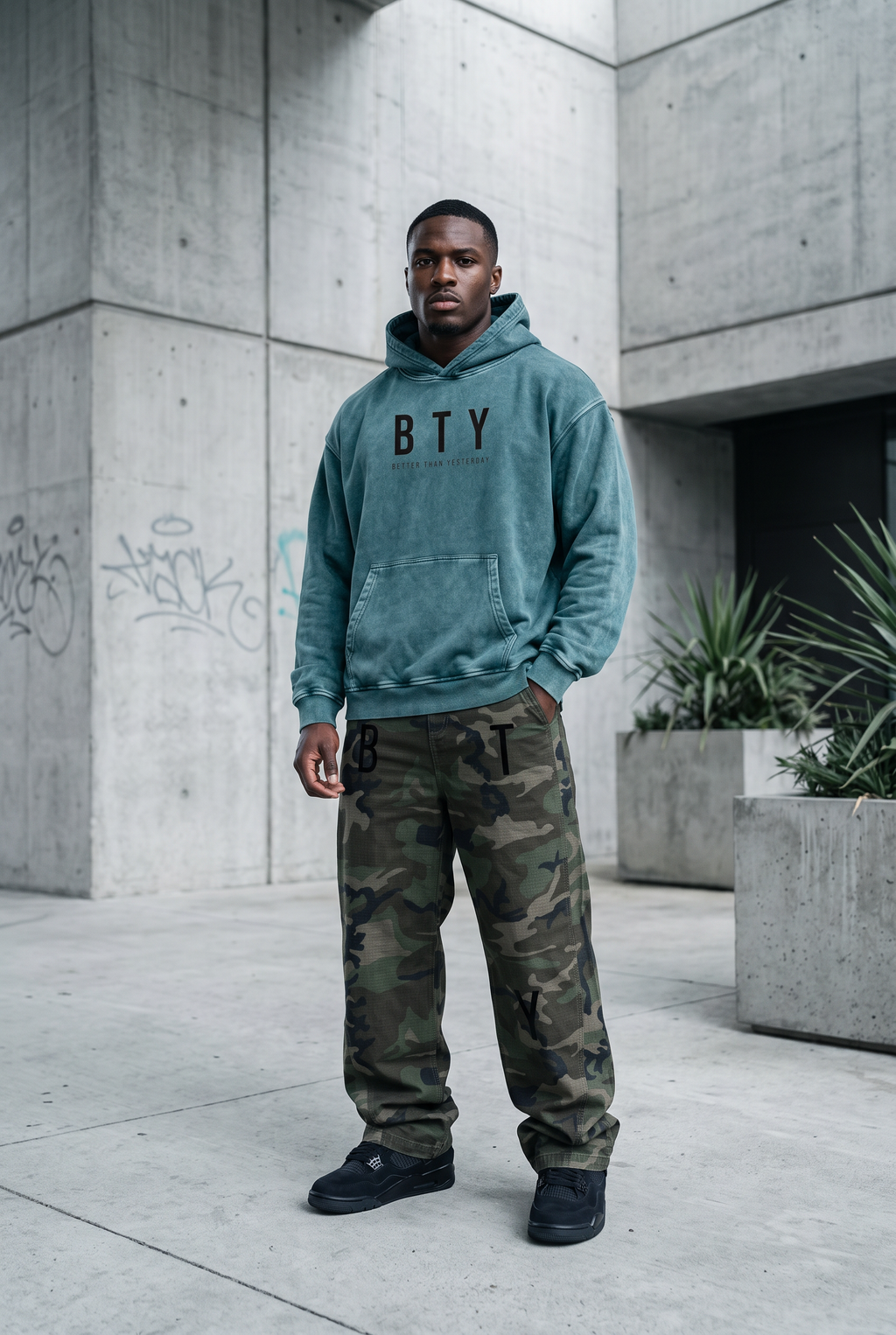 Hoodie Épais Bloc porté — hoodie BTY Concept, streetwear athlétique