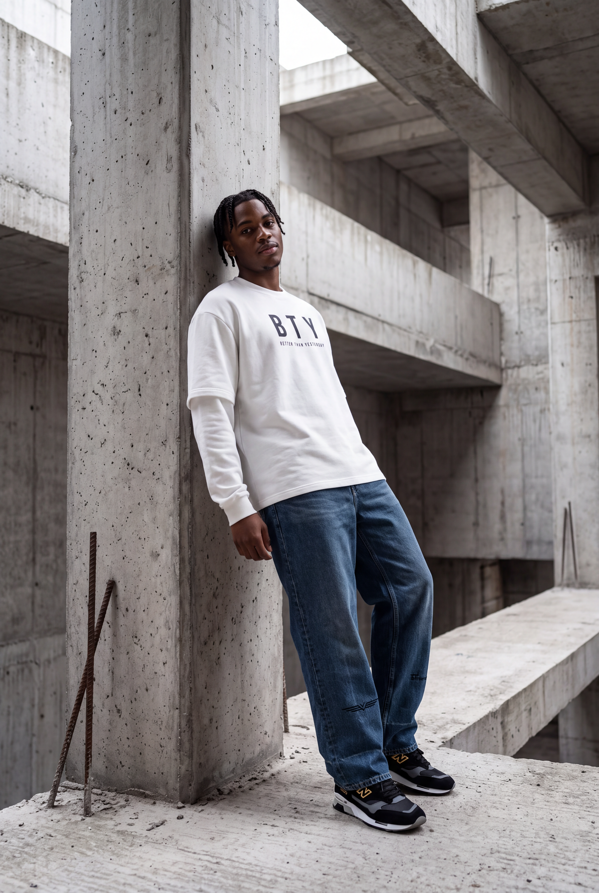 Tee Manches Longues Effet Superposé porté — tee-shirt BTY Concept, streetwear athlétique